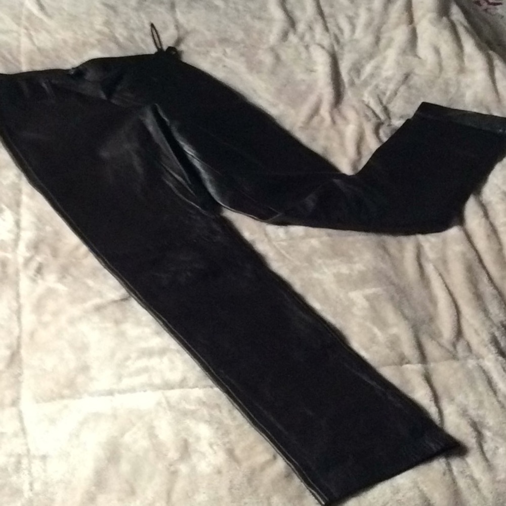 Moda international black leather pants